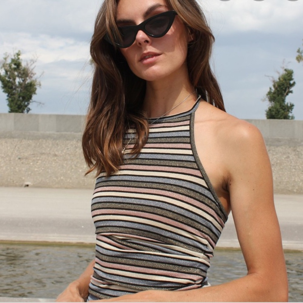 Striped top shop halter top